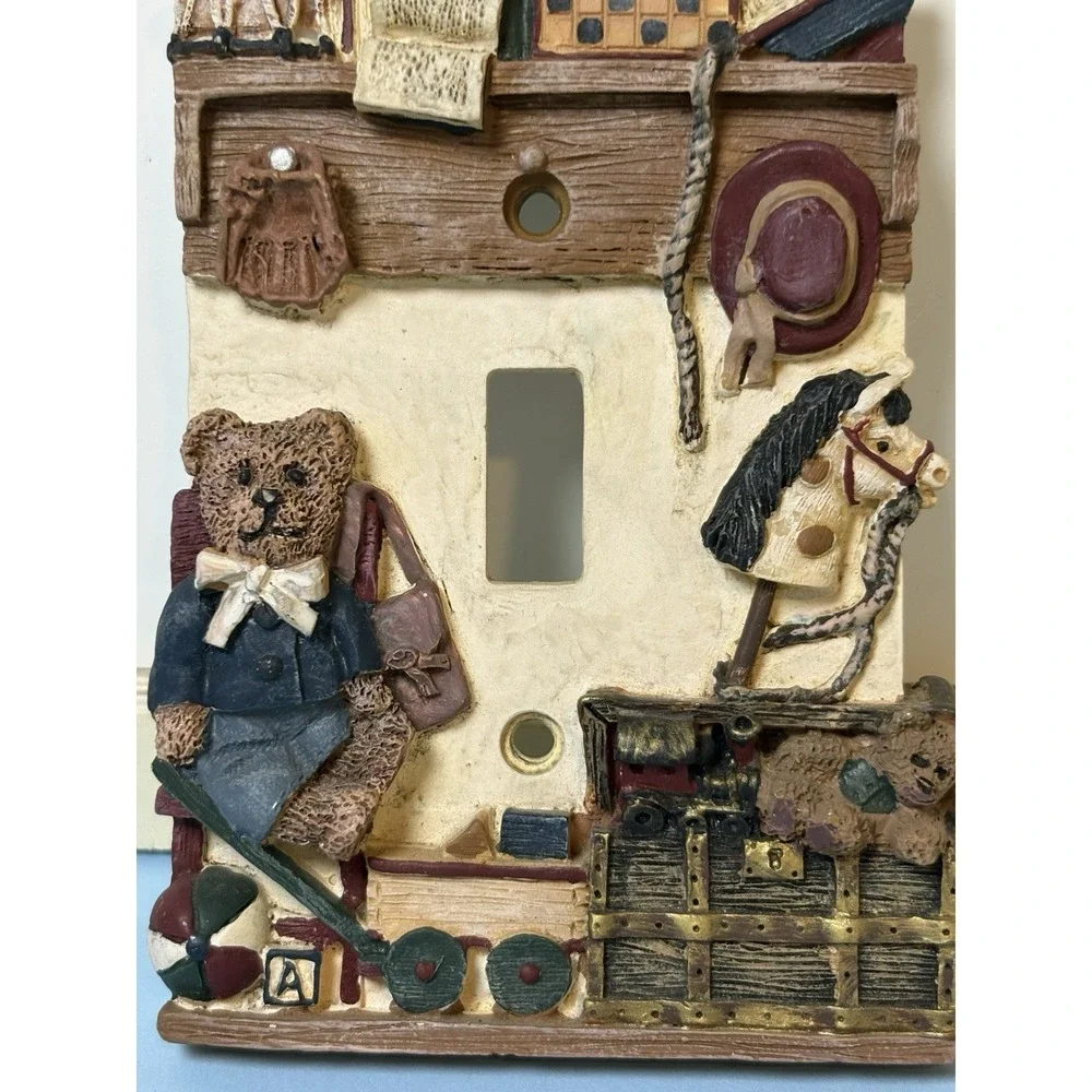 Vintage Teddy Bear Kids Toys Playroom 3D Light Switch Plate Wall Cover